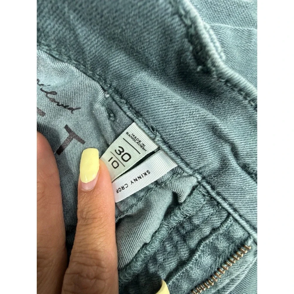 LOFT Modern Skinny Crop Jeans Womens 10 Green Teal Stretch Denim Pants - Picture 2 of 10